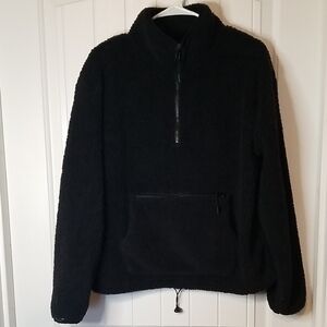 No Boundaries Black 1/4 Zip Fleece Pullover wPocket & Adjustable Toggle L 11/13